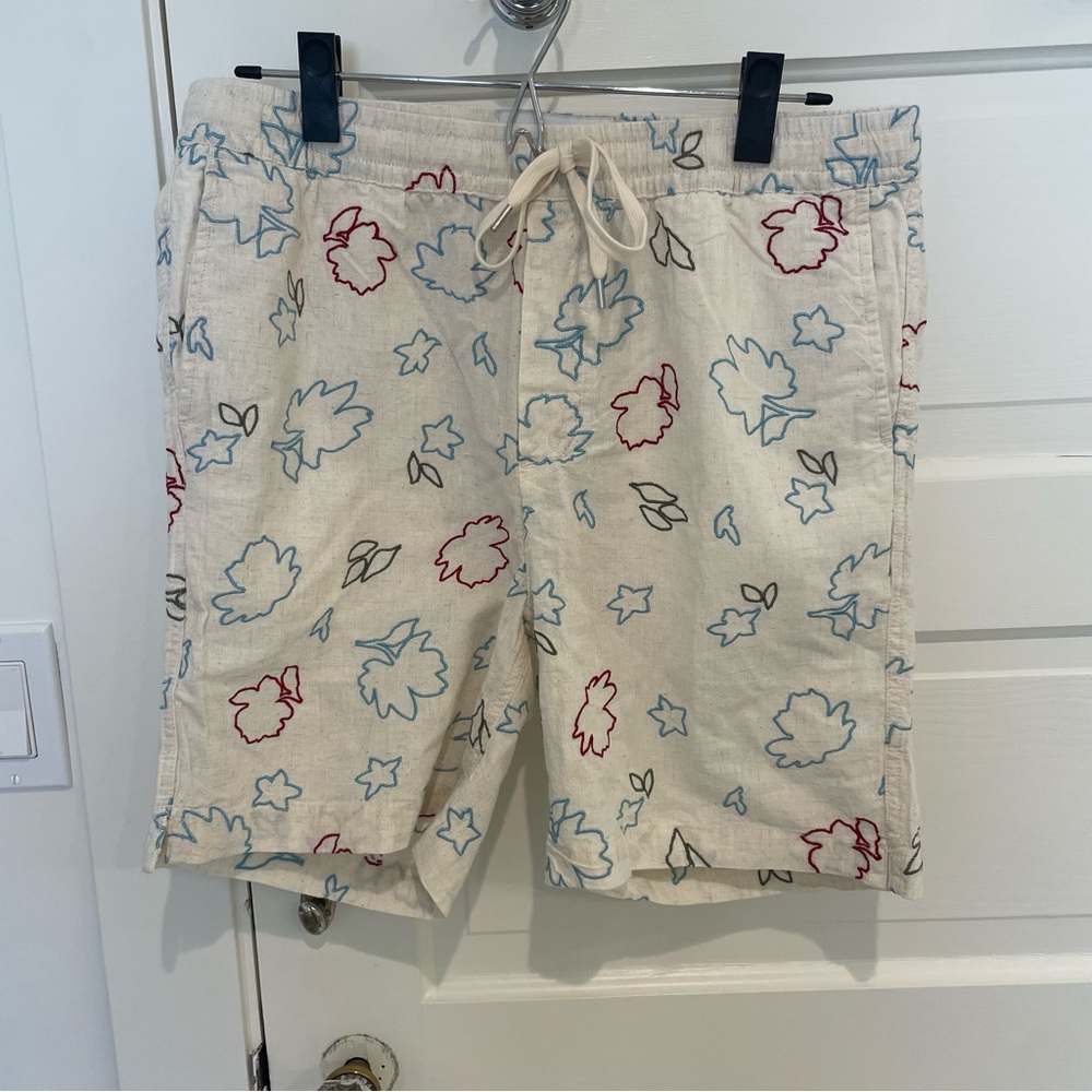 Corridor Embroidered Floral Drawstring Shorts